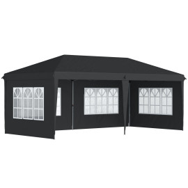 Tonnelle Klingelbach Barnum Pliable Pop-Up 4 Fenêtres Noir Événements Extérieurs Résistante