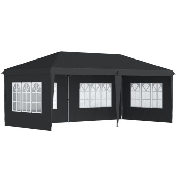 Tonnelle Klingelbach Barnum Pliable Pop-Up 4 Fenêtres Noir Événements Extérieurs Résistante