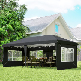 Tonnelle Klingelbach Barnum Pliable Pop-Up 4 Fenêtres Noir Événements Extérieurs Résistante