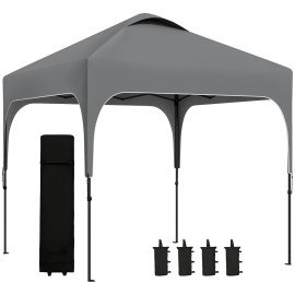 Tonnelle Aldwyn Pop-Up Grise Automatique avec Accessoires Fête Extérieur Résistante