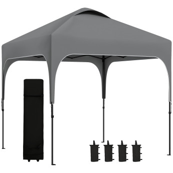 Tonnelle Aldwyn Pop-Up Grise Automatique avec Accessoires Fête Extérieur Résistante