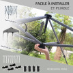 Tonnelle Aldwyn Pop-Up Grise Automatique avec Accessoires Fête Extérieur Résistante