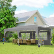 Tonnelle Adalgiso 3x6m Barnum Pliable Parois Amovibles Gris Clair Protection UV50+