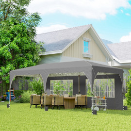 Tonnelle Adalgiso 3x6m Barnum Pliable Parois Amovibles Gris Clair Protection UV50+