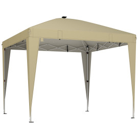 Tonnelle Waldbach Pop-Up 3x3m LED Solaire Télécommande Blanc Cassé