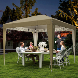 Tonnelle Waldbach Pop-Up 3x3m LED Solaire Télécommande Blanc Cassé