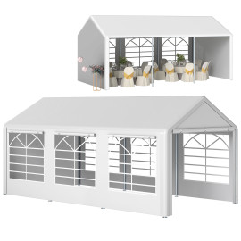Tente Barnum Leofric Réception Événementielle 6x3m Acier Galvanisé Blanc 170g/m²