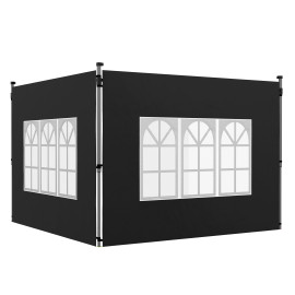 Parois Latérales Obstbach pour Tonnelle 3x3m 3x4m Extérieur Noir Robuste