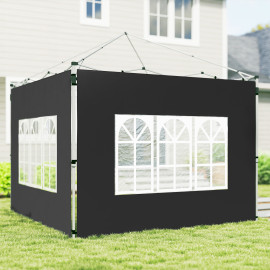 Parois Latérales Obstbach pour Tonnelle 3x3m 3x4m Extérieur Noir Robuste