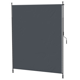 Store Válor Brise-Vue Réglable Sans Perçage Alu Gris 200x305 cm