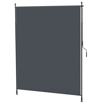 Store Válor Brise-Vue Réglable Sans Perçage Alu Gris 200x305 cm