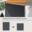 Store Válor Brise-Vue Réglable Sans Perçage Alu Gris 200x305 cm