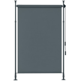 Store extérieur Adalvaro rétractable manuel gris anti-UV protection solaire jardin 200x310cm