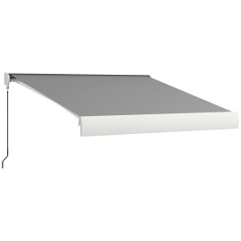 Store Ricciotto Motorisé Gris Clair Coffre Intégré Télécommande Terrasse Extérieur