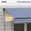 Store Pinecroft rétractable manuel alu polyester bleu blanc terrasse extérieur