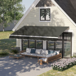 Store Banne Gareth Manuel Rétractable Alu Gris Terrasse Commerce 3,5x2,5m