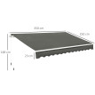Store Banne Gareth Manuel Rétractable Alu Gris Terrasse Commerce 3,5x2,5m