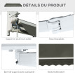 Store Banne Gareth Manuel Rétractable Alu Gris Terrasse Commerce 3,5x2,5m