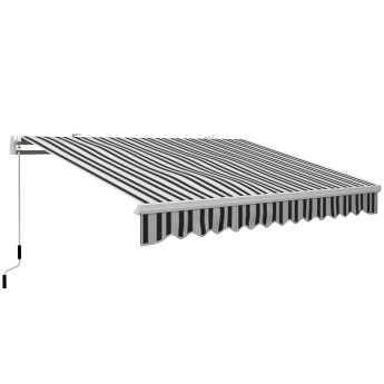 Store Banne Ingelran Manuel Rétractable Imperméable Terrasse Bleu Blanc 4x2.5m