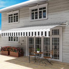 Store Banne Ingelran Manuel Rétractable Imperméable Terrasse Bleu Blanc 4x2.5m