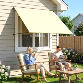 Store Banne Tewdric Rétractable Manuel Réglable Terrasse Commerce Crème 150x116cm