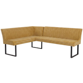 Banquette d'angle HWC-O82, banquette de salle à manger tissu chenille / métal, 159 x 210 cm - jaune