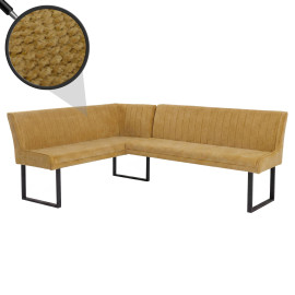 Banquette d'angle HWC-O82, banquette de salle à manger tissu chenille / métal, 159 x 210 cm - jaune