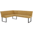 Banquette d'angle HWC-O82, banquette de salle à manger tissu chenille / métal, 159 x 210 cm - jaune