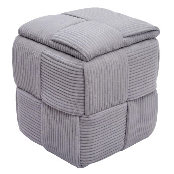 Pouf HWC-Q47, pouf ottoman rembourré, avec couvercle et compartiment de rangement, en Velours (260 g