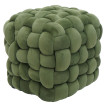 Pouf HWC-Q48, pouf ottoman rembourré à noeuds, velours (220 g/m2) 39 cm - vert