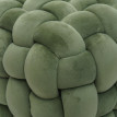 Pouf HWC-Q48, pouf ottoman rembourré à noeuds, velours (220 g/m2) 39 cm - vert