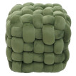Pouf HWC-Q48, pouf ottoman rembourré à noeuds, velours (220 g/m2) 39 cm - vert