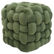 Pouf HWC-Q48, pouf ottoman rembourré à noeuds, velours (220 g/m2) 39 cm - vert