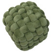 Pouf HWC-Q48, pouf ottoman rembourré à noeuds, velours (220 g/m2) 39 cm - vert