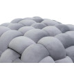 Pouf HWC-Q48, pouf ottoman rembourré à noeuds, velours (220 g/m2) 39 cm - gris foncé