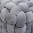Pouf HWC-Q48, pouf ottoman rembourré à noeuds, velours (220 g/m2) 39 cm - gris foncé