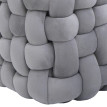 Pouf HWC-Q48, pouf ottoman rembourré à noeuds, velours (220 g/m2) 39 cm - gris foncé
