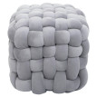 Pouf HWC-Q48, pouf ottoman rembourré à noeuds, velours (220 g/m2) 39 cm - gris foncé