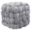 Pouf HWC-Q48, pouf ottoman rembourré à noeuds, velours (220 g/m2) 39 cm - gris foncé