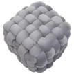 Pouf HWC-Q48, pouf ottoman rembourré à noeuds, velours (220 g/m2) 39 cm - gris foncé