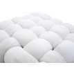 Pouf HWC-Q48, pouf ottomane rembourré à noeuds, velours (220 g/m2) 39 cm - beige