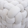 Pouf HWC-Q48, pouf ottomane rembourré à noeuds, velours (220 g/m2) 39 cm - beige