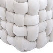 Pouf HWC-Q48, pouf ottomane rembourré à noeuds, velours (220 g/m2) 39 cm - beige