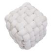 Pouf HWC-Q48, pouf ottomane rembourré à noeuds, velours (220 g/m2) 39 cm - beige