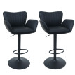 Lot de 2 tabourets de bar HWC-M67, tabourets pivotants avec accoudoirs et repose-pieds, en similicui