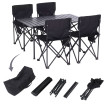 Ensemble de camping HWC-Q39, table et 4 chaises pliantes, chaises de péche pliables, métal et tissu