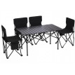 Ensemble de camping HWC-Q39, table et 4 chaises pliantes, chaises de péche pliables, métal et tissu