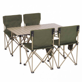 Ensemble de camping HWC-Q39, table et 4 chaises pliantes, chaises de péche pliables, métal et tissu