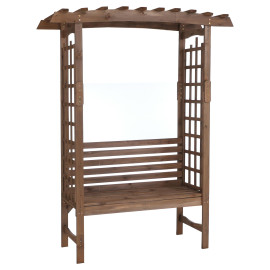 Arche à roses avec banc HWC-Q21, arche de jardin, tuteur, banc de jardin en bois, certifié MVG, 201