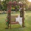 Arche à roses avec banc HWC-Q21, arche de jardin, tuteur, banc de jardin en bois, certifié MVG, 201